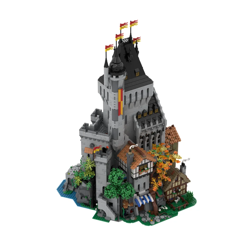 

MOC Medieval The Lion Knights' High Tower Building Blocks Model Medieval Castle Architecture Bricks DIY Assembly Toys Kids Gifts