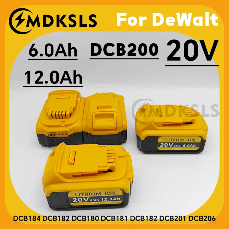 For DeWalt 18v 20V Lithium Ion Batteries 20V 6.0Ah/12Ah DCB203 Li ion Battery Replacement DCB206 DCB205 DCB204 DCB200Power Tools