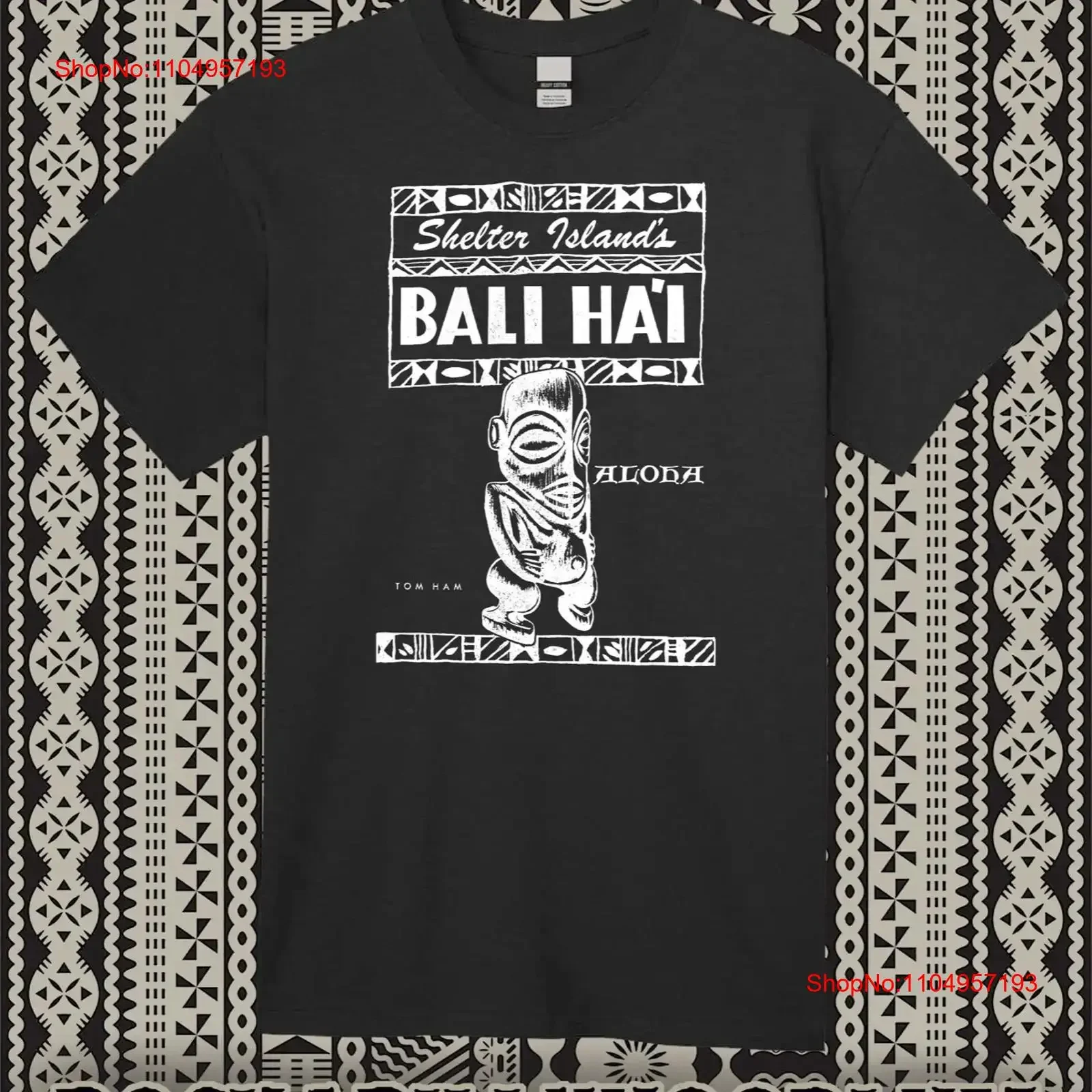Retro Tiki arte camiseta Bar taza restaurante Bali Hai Shelter Island Aloha vintage lavado cómodo Unisex estirado suave