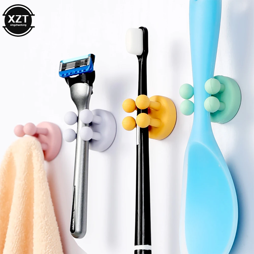 New Self Adhesive Silicone Hook Seamless Bathroom Kitchen Wall Door Hangers Punch-Free Hooks Key Holder Towel Rack Storage Hook