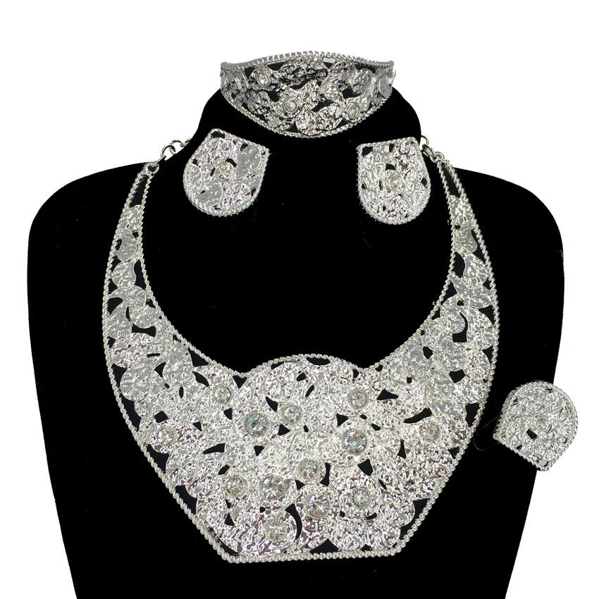 

The Iatest Hot Sale Italian Golden Jewelry Set Woman Iarge Necklace Jewelry Banquet Wedding Party Jewelry FHK13759