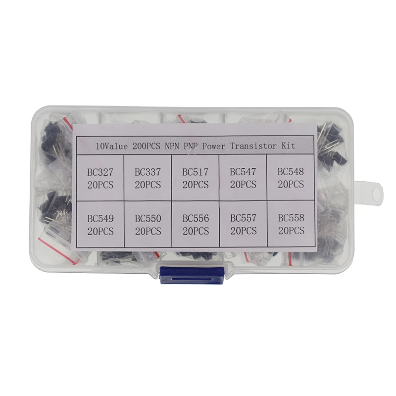 %BC337 BC327 2N2222 2N2907 2N3904 2N3906 S8050 S8550 A1015 C1815 10Values*20pcs=200/set Transistors Box Pack Transistor kit TO92