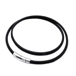 2MM/3MM/4MM/5MM Black Color Leather Chokers Necklaces For Women Men Rope Chain Stainless Steel Magnetic Clasp Jewelry