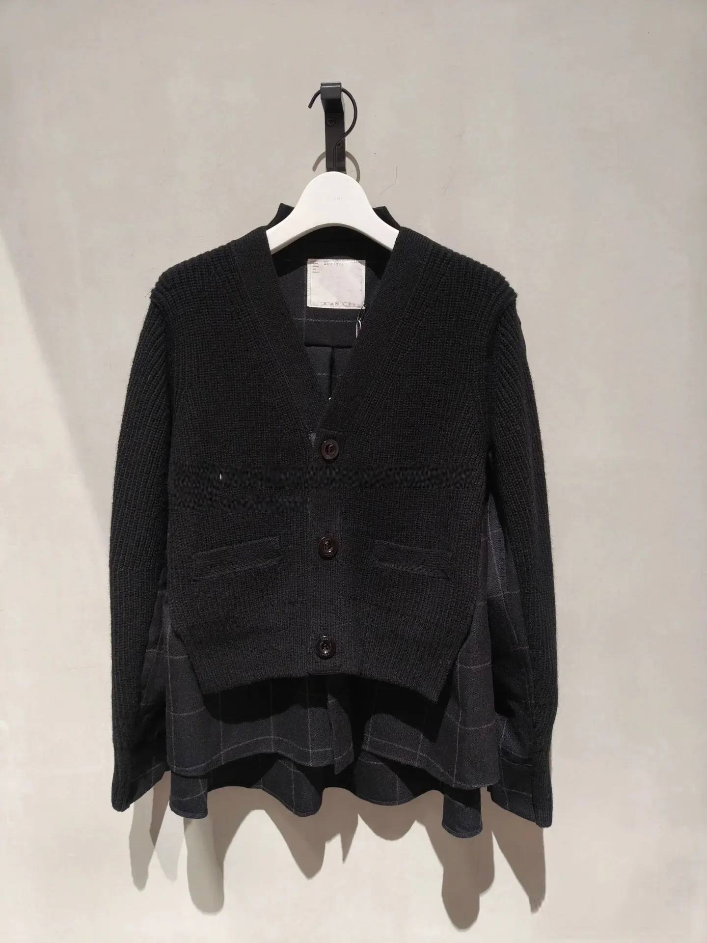

FOG SACAI японский вязаный свитер Color Blo повседневная верхняя одежда универсальный длинный свеч V-Ne хлопковый кардиган для женщин