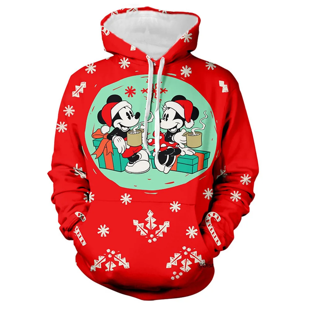 Disney Winnie the Pooh Hoodie Men and Women Merry Christmas Cartoon Print Hoodie Fashion Jacket Men's Daily Casual Y2k Hoodie