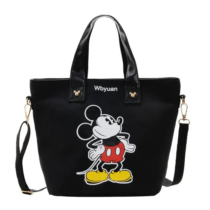 Hot Disney Mickey Mouse Women Bags Fashion Minnie Girl Shopping Bags Large Capacity Personality PU Canvas Bag Best Gifts