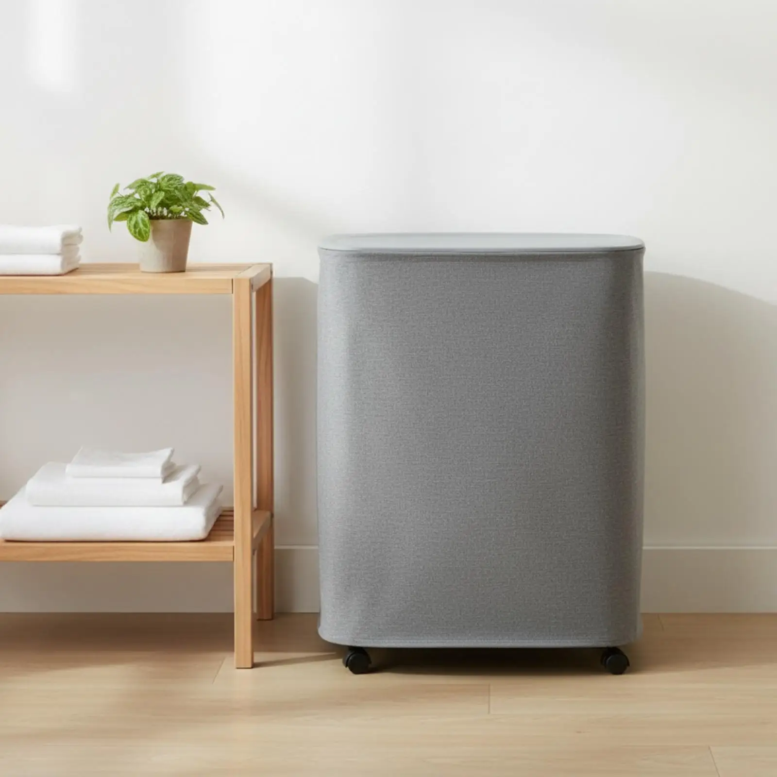 Laundry Hamper with Foot Pedal Hands-Unrestricted Laundry Hamper with Lid 2-Compartment Soft-Sided for Families, Bathroom