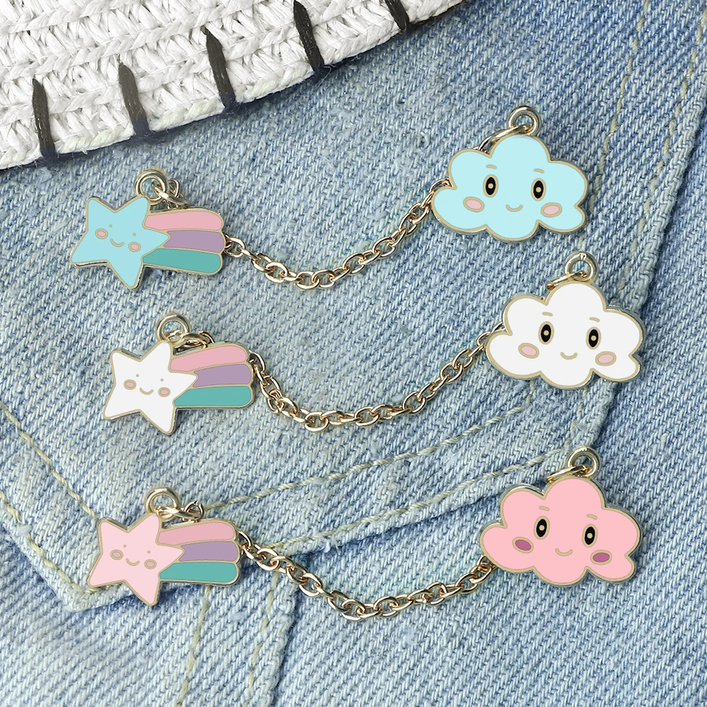 Colourful Cloud Star Rainbow Enamel Badge Pins Sweet Cute Brooch Jewelry Accessorie For Lapel Shirt Bag Kids Friend Charms Gifts