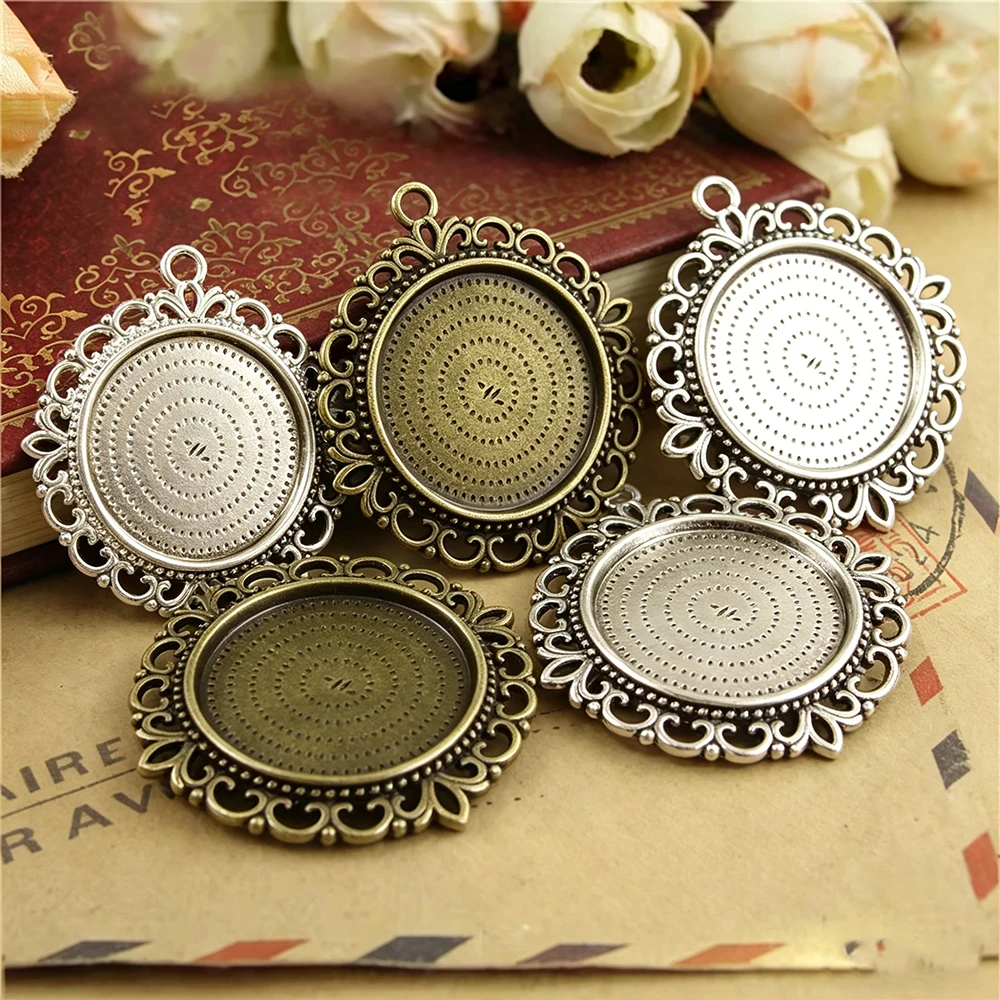 

10 шт. 25 мм двусторонние основы для кулонов-кабошонов, заготовки для камеи, модные подставки для самостоятельного изготовления ювелирных изделий, оптом