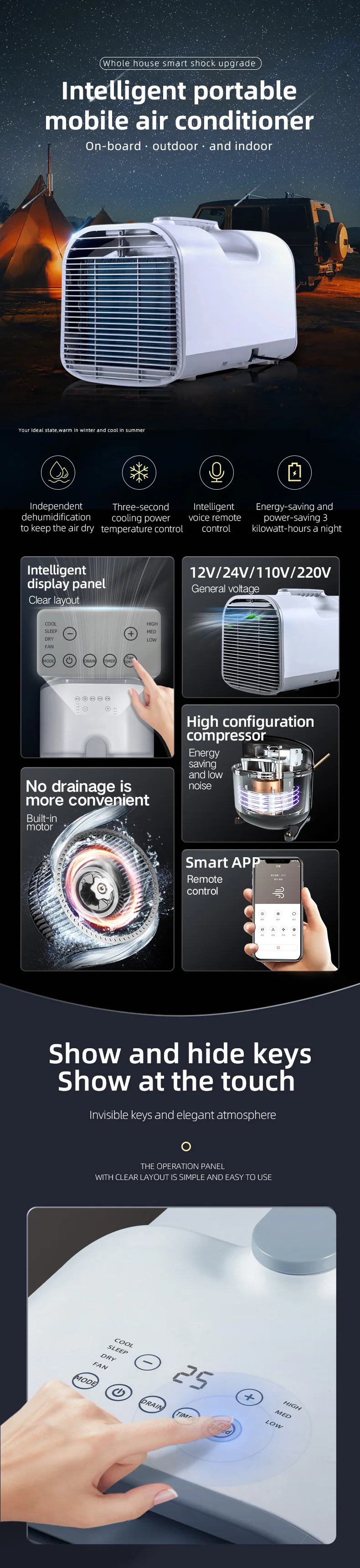 ポータブルミニエアコン,クーラーファン,エアコン,12v,24v,220v,110v