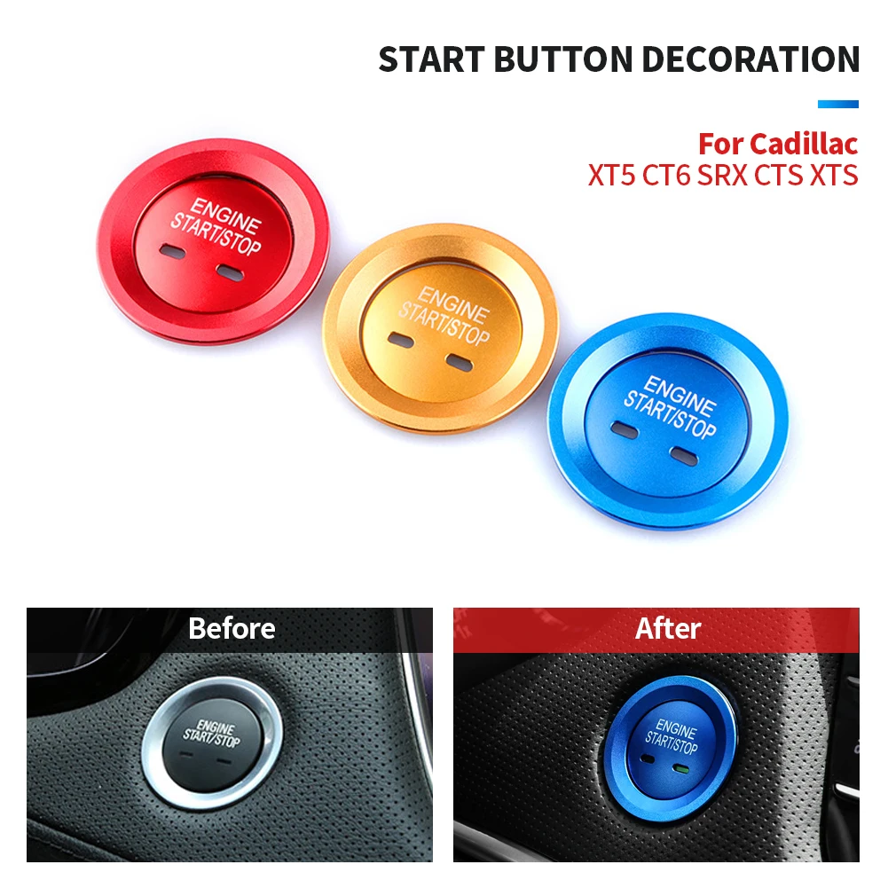 Car Start Ignition Engine Start Stop Button Ring Cover Trim For Cadillac XT5 CT6 SRX CTS XTS Button Decoration Switch Accessory