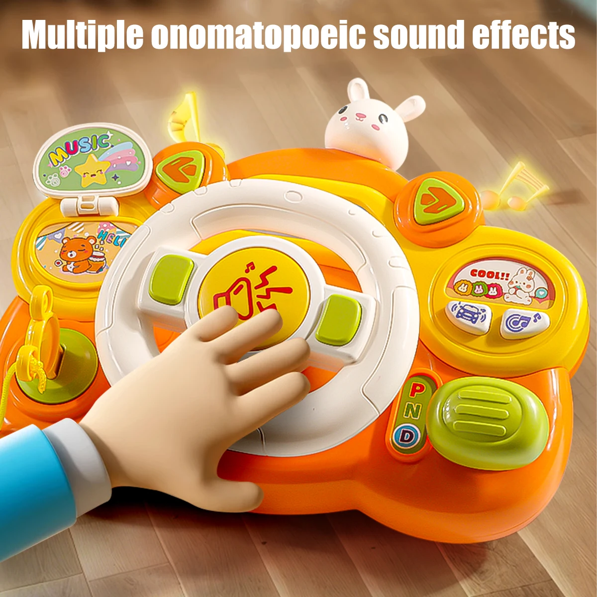 Music Steering Wheel Toys, Simulated Driving Steering Wheel Vocal Toy Multifunctional Learning Early Education Gifts for Kids