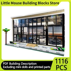 Street View Model MOC Building Bricks Supercar Showroom Car parking Modular Technology Gift Holiday Assemble Children Toys Suit