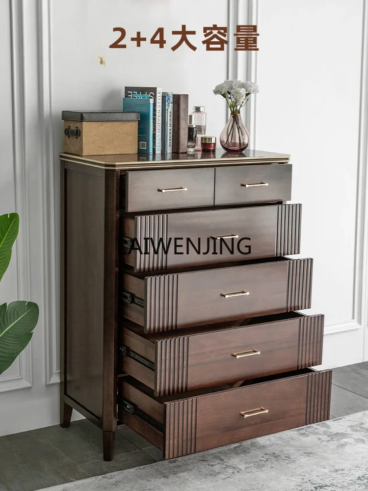 

LYN Solid Wood Red Walnut Drawer Storage Cabinet Full Solid Wood Locker Log