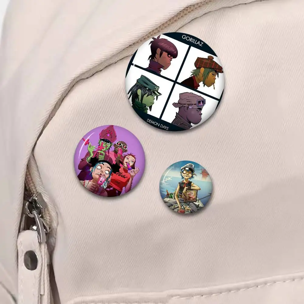 Virtual Singer Gorillaz Band 58mm Cute Series Pins Funny Badge Interesting Cartoon Brooches Backpack Clothes Gift Accessory