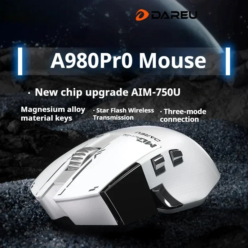 DAREU A980pro/max Mouse The Mode 4k Wireless 8k Wired Paw 3950 Aluminium Alloy E-sport Gaming Mouse Pc Accessories For Win Mouse