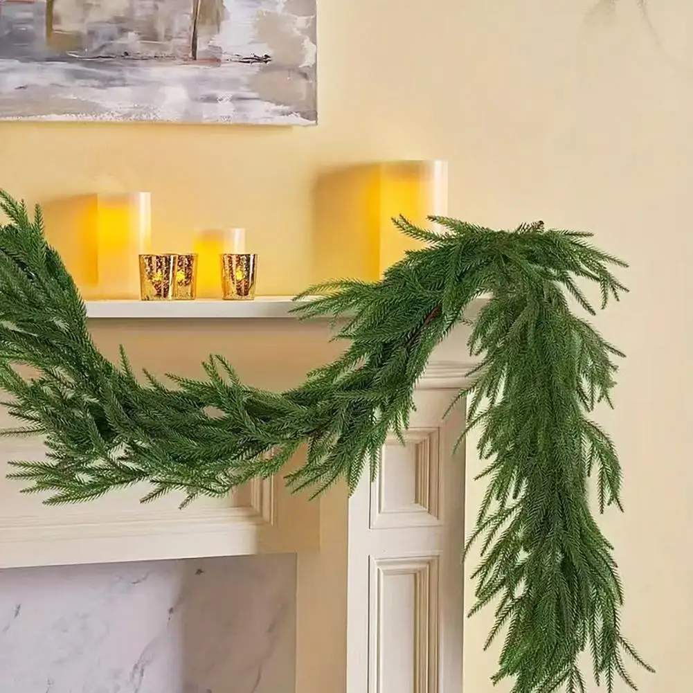 Realistic Pine Needle Garland Realistic Faux Norfolk Pine Garland Set for Indoor Christmas Decor 6ft for Mantel for Indoor