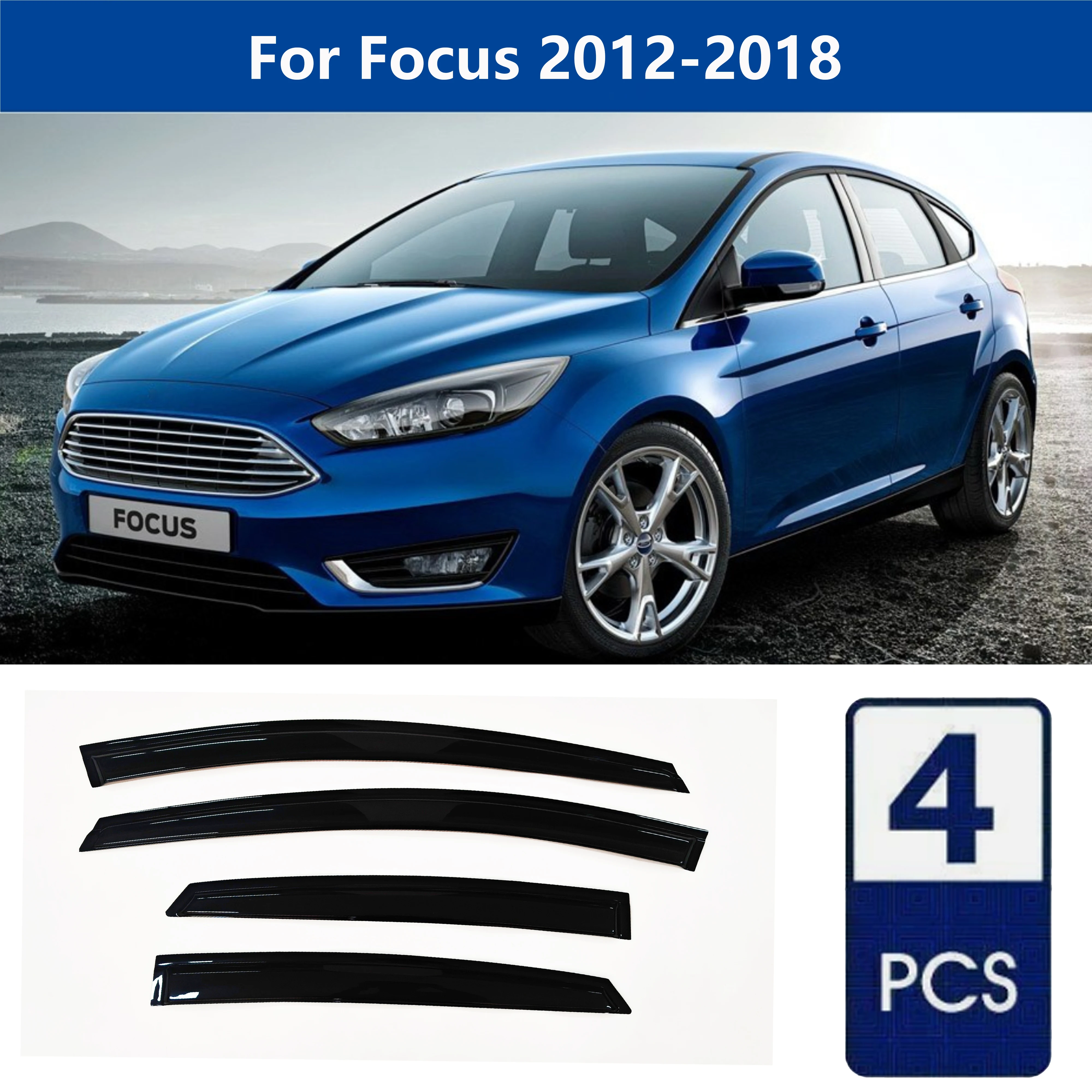 

Высококачественные дефлекторы для окон автомобиля AIBAP, 4 шт., 1,8 мм, для Ford Focus 2012-2018, защита от дождя и солнца.