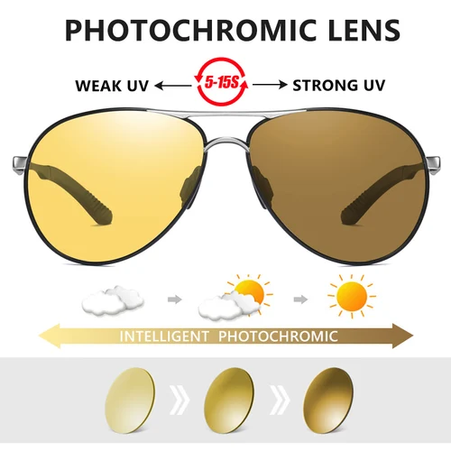 Imagen 2 del producto LIOUMO, gafas de sol de piloto de diseño de lujo de alta calidad, gafas de conducción de visión nocturna polarizadas fotocromáticas para hombres y mujeres zonnebril heren
