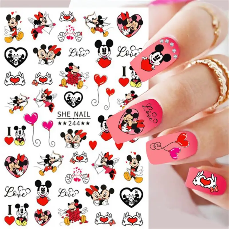 1pc 3D Disney Mickey & Minnie nagelstickers cartoon iconische karakters klassieke outfit nagelstickers nieuwjaars- en Valentijnsdagcadeau