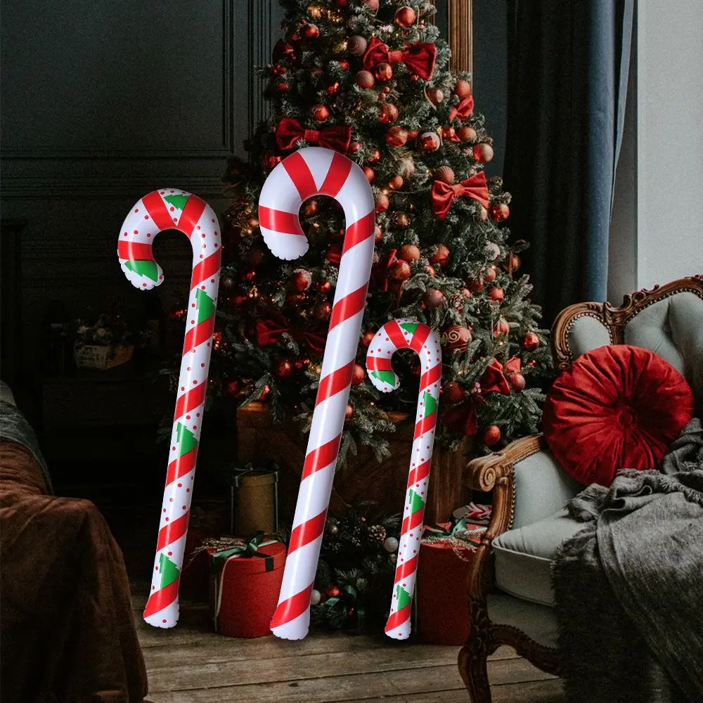 

PVC Christmas Decoration Hanging Ornaments Christmas Candy Cane Inflatable Crutch Balloons Santa Claus Walking Stick