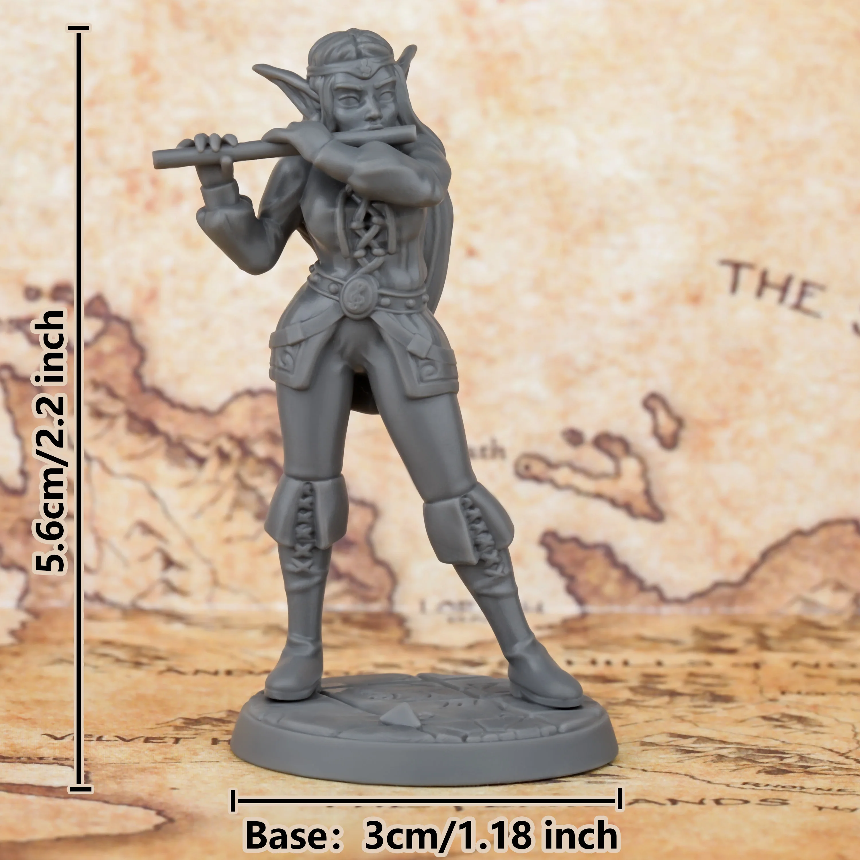 RPG Elf Bard with Flute – TTRPG Tabletop Accessory for Game Master & Enthusiasts, Halloween/Xmas Gift, Fantasy NPC for RPGs