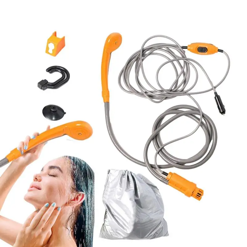 

Portable Shower Head Kit 12V Handheld Outdoor Camp Car Shower Kit Shower Head Pump With Storage Bag For Showering Backpacking