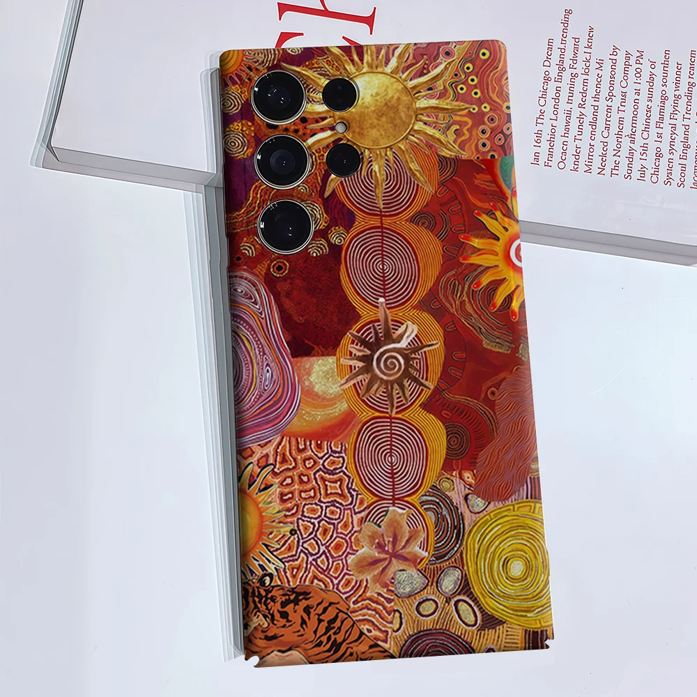 Aboriginal Sun Phone Case for Samsung Galaxy S26 S25 S24 S23 Ultra Plus Luxury Double-layer anti-fall Back Cover