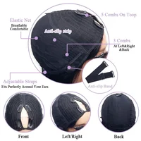 Perruques en cheveux humains lisses couleur naturelle sans colle en forme de V, cheveux Remy brésiliens, sans besoin de laisser de cheveux de côté, perruques complètes fabriquées à la machine, densité 220 6