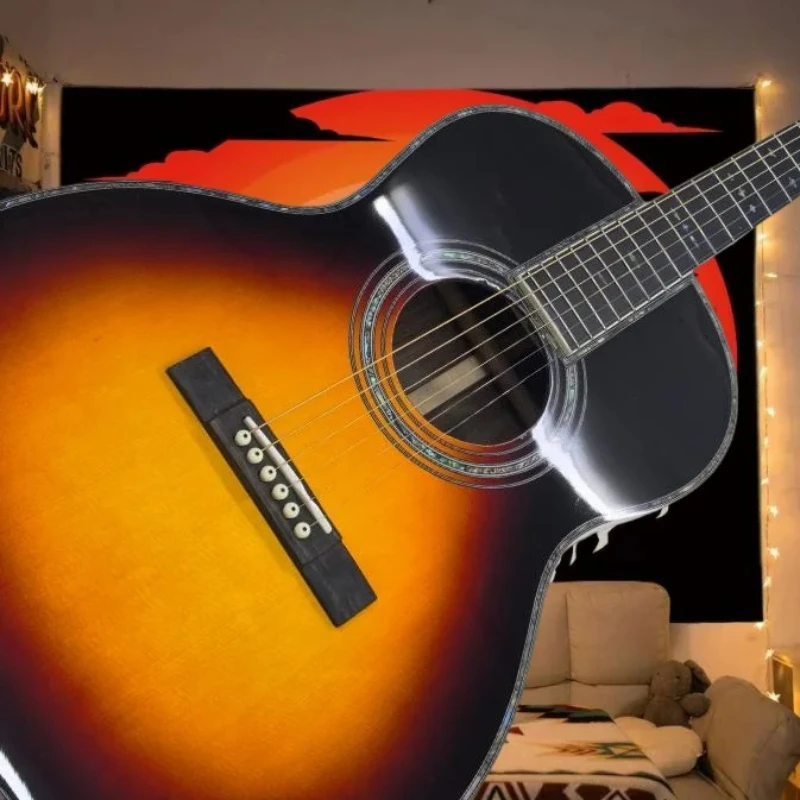 38 Inch Sunset 00042VS Acoustic Guitar Color Stripe Rosewood Spruce Solid Top Full Shell Edge Advanced Version Free Shipping