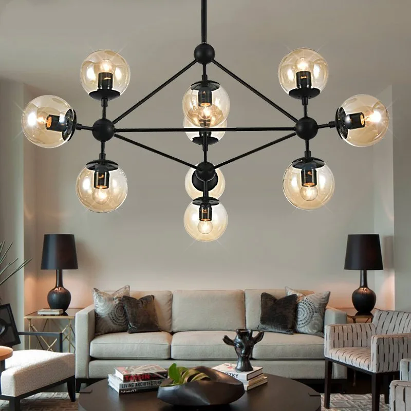 American Designer Roll&Hill Beans Glass Chandelier Industrial Retro Loft Living Room Bedroom Cafe Decor Indoor Lighting Fixtures