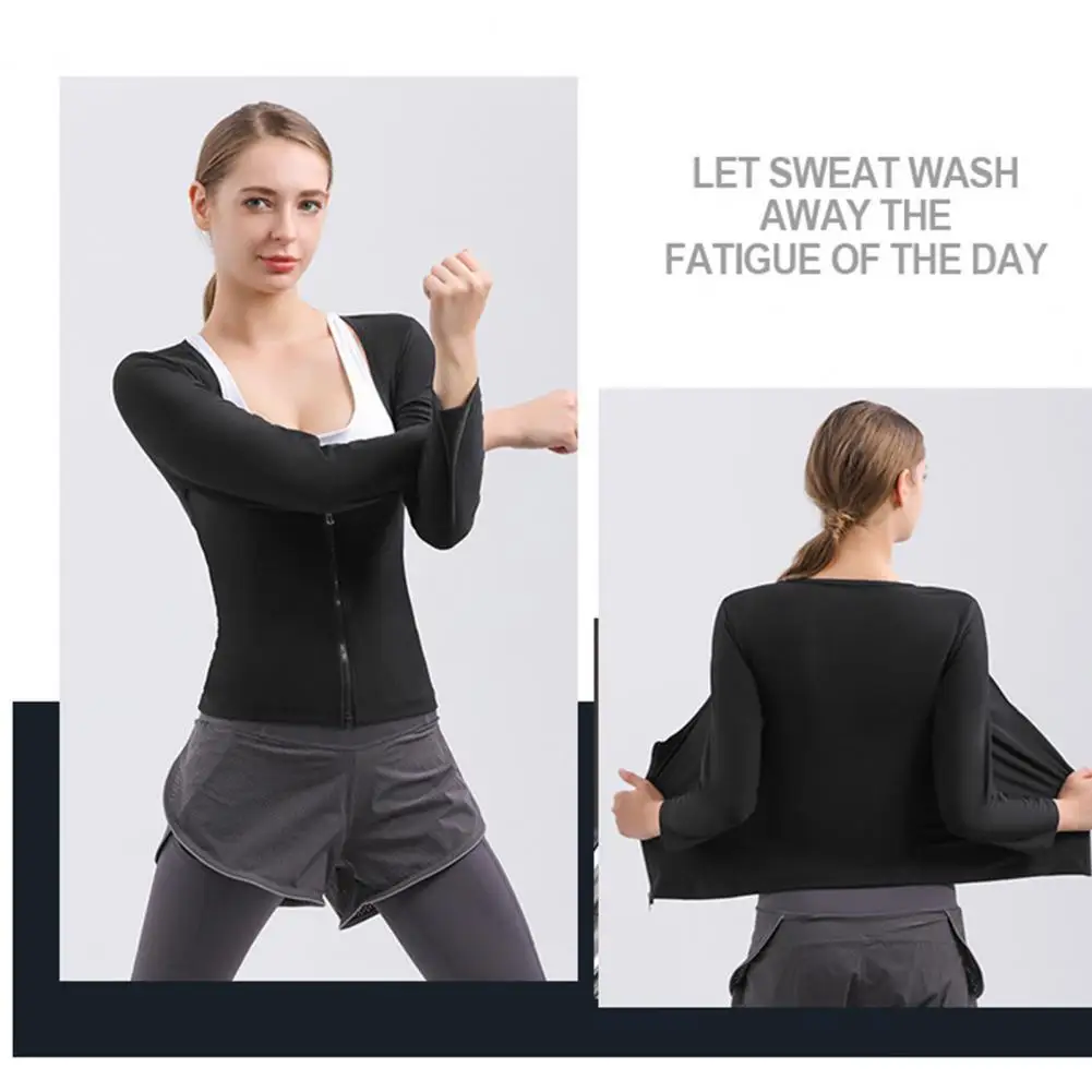 Women Sauna Suit Long Sleeve Sauna Suit Shirt Efficient Women's Sauna Suit for Weight Loss Body Shaping Long Sleeve Zipper