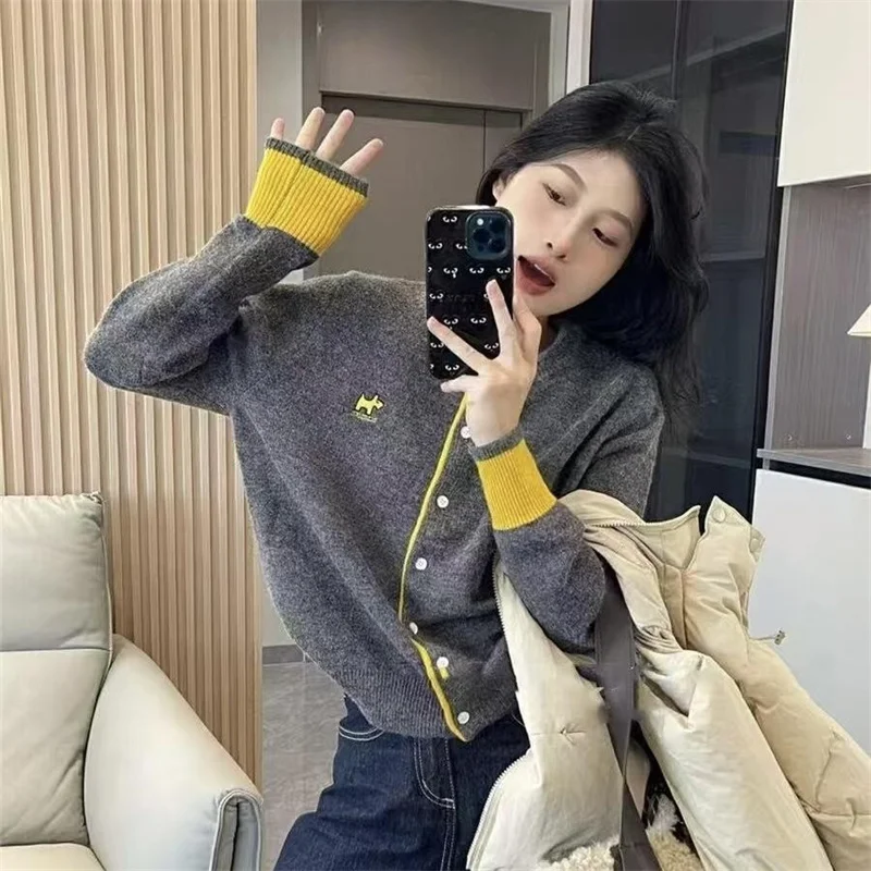 

High-End Camere Cardigan Sweater No Pilling Long Sve round Ne Regular Length Autumn Winter New Sle Women's Faion