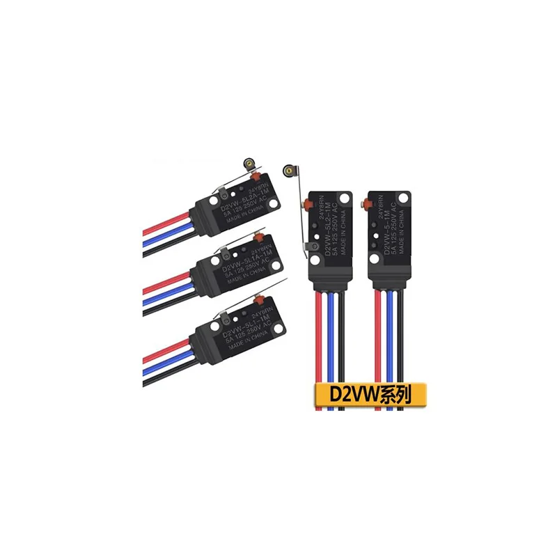 Original D2VW-5-1M D2VW-5L1A-1M Limit Switch Basic Switch Travel Limit D2VW-5L1-1M D2VW-5L2A-1M 5A Wire Length 30CM D2VW-5L2-1M