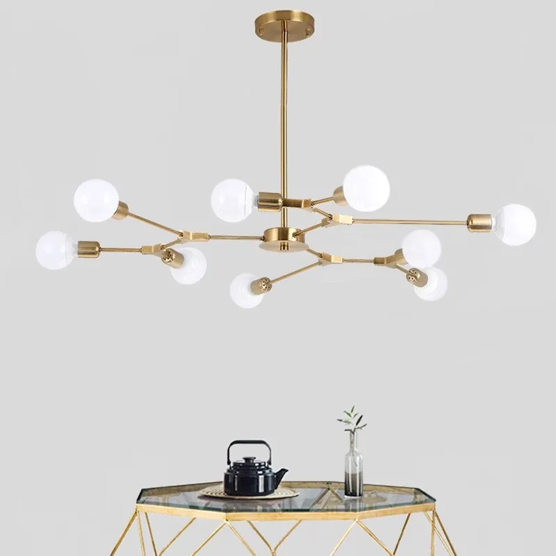 Modern Ceiling Light Minimalist Black/Gold Ceiling Chandelier Lamp Arm Angle Adjustable Chandelier Lighting Branch Pendant Light