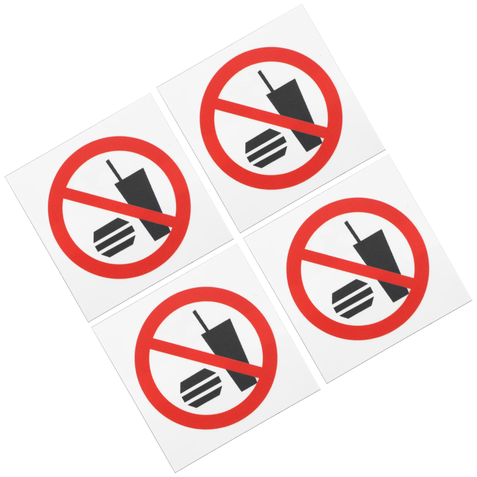 4枚セット 食べ物・飲み物禁止サイン 3x3インチ ビニールステッカー デカール 屋内 屋外 窓 ドア 店舗 交通安全標識 屋外の食べ物禁止