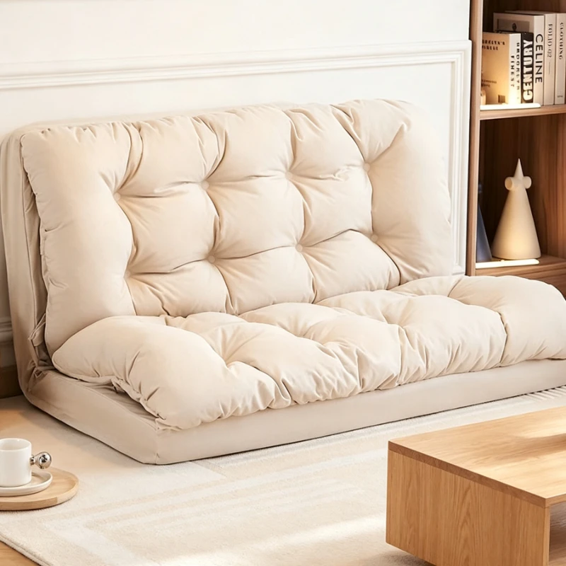 Multifunctional Floor Sofa Bed Foldable Tatami Lounger with Adjustable Backrest Removable Washable Cover for Bedroom Living Room