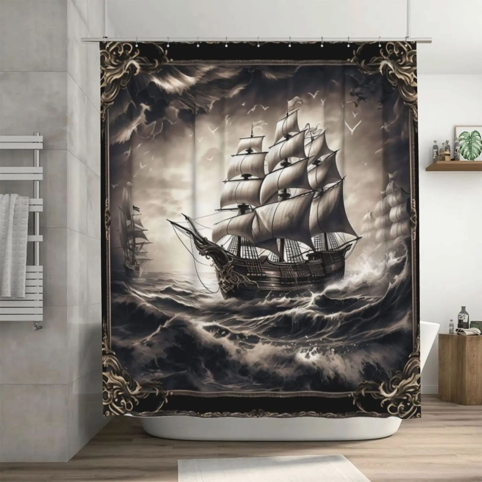 

Bathroom Curtains Classical Maritime Style Bathroom Shower Curtains Polyester Curtains Bathroom Accessories Home Decor 180*180CM