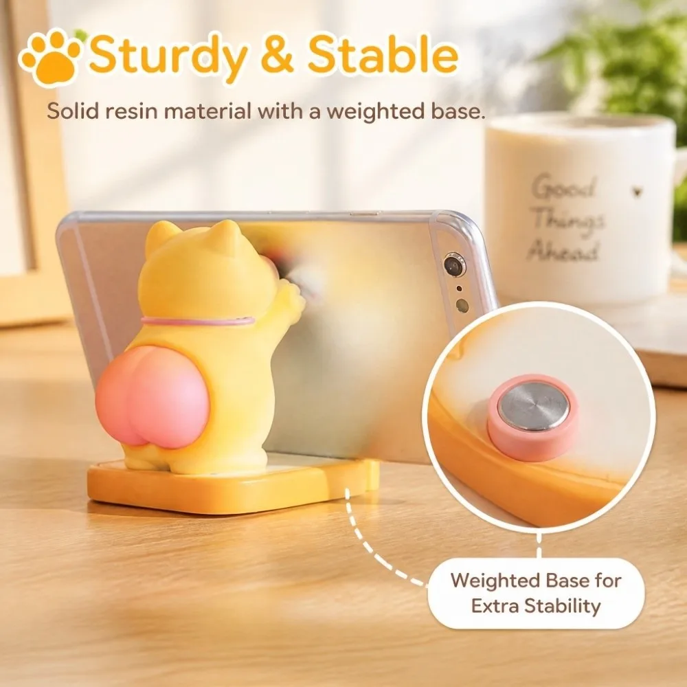 Portable Resin Cat Phone Holder Small 2.36x3.54x3.27in Mobile Phone Holder Portable Mini Phone Stand Bedroom