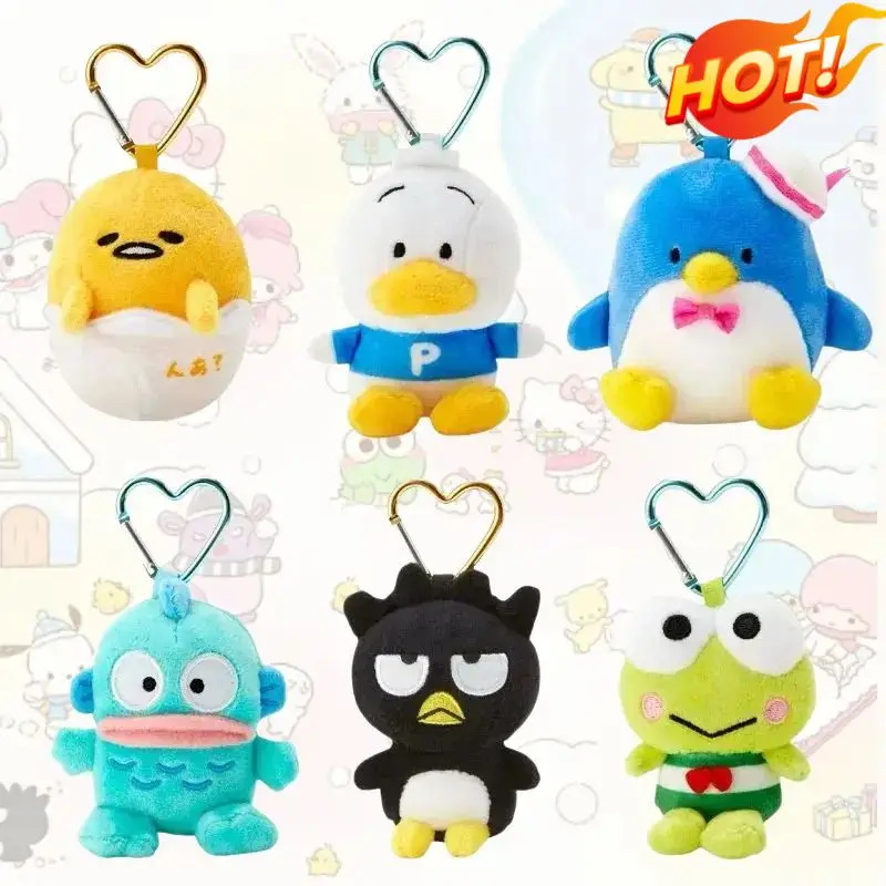 -Kawaii Sanrios Gudetama Sam Gudetama Ahiru no Pekkle Plush Doll Keychain Hangyodon keyring My Melody Stuffed Backpack Pendant-