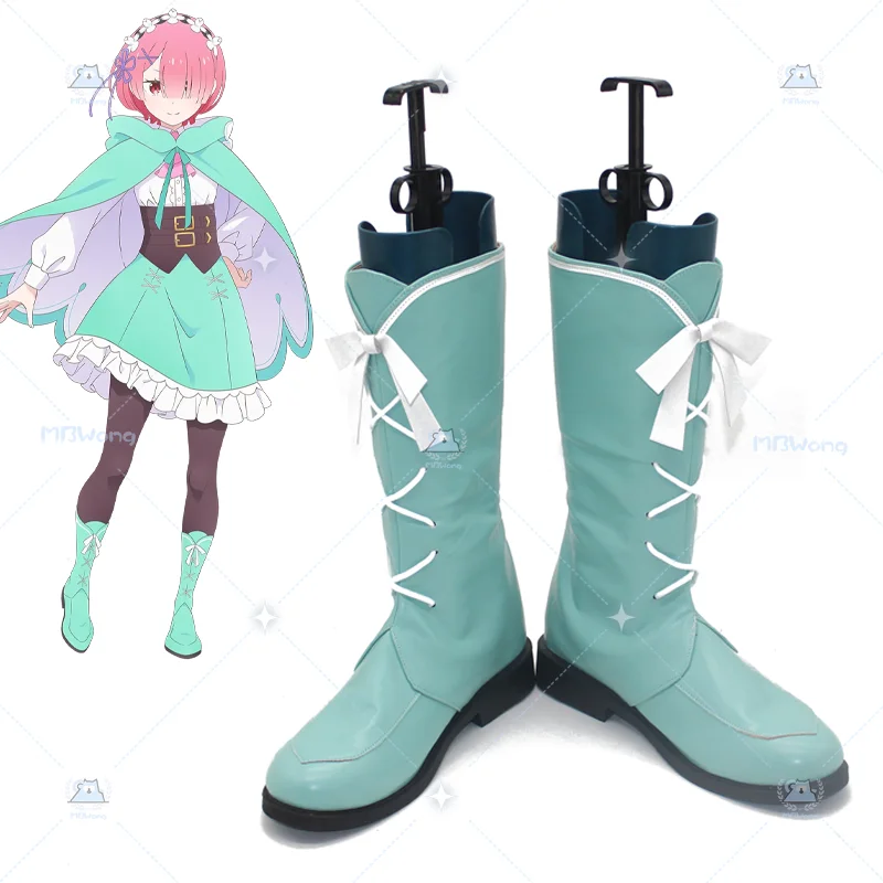 

Anime ReZero Ram Cosplay Shoes Season4 ReZero Ram Cosplay Boots Ram Green Shoes For Hallowmas Party Adult Women Men Role Play