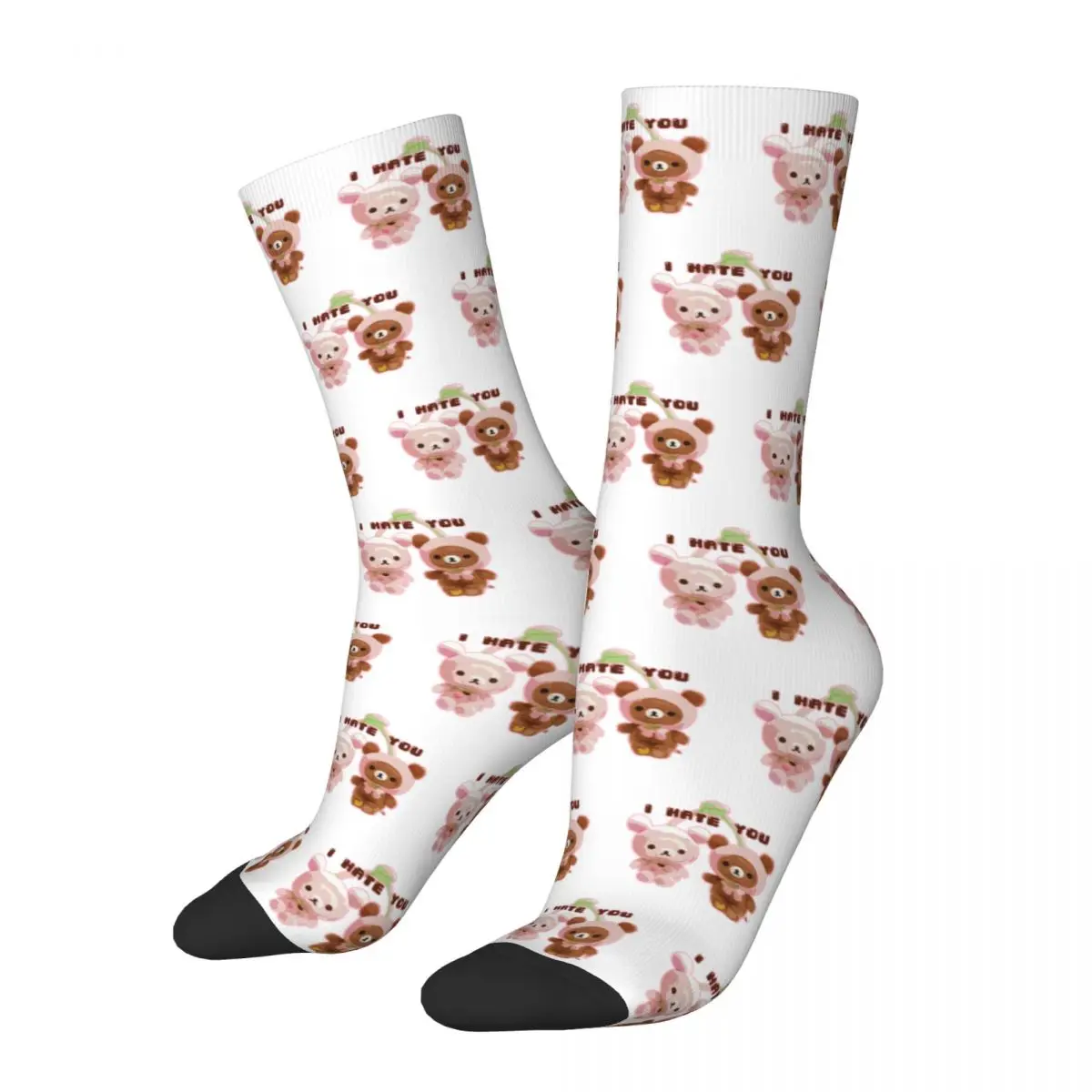 

Autumn Winter Casual Unisex Kawaii Rilakkuma Socks I Hate You Breathable Football Socks