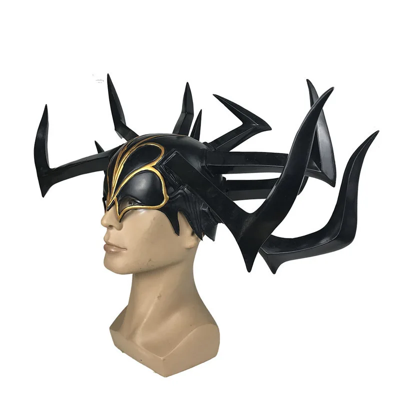 Casco de PVC de película Thor 3 HeLa para adultos y hombres, tocado de Cosplay, diosa de la muerte, accesorios de rendimiento para fiesta de Halloween