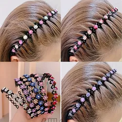 New Non-slip Rhinestone Headbands Solid Wave Hairbands for Women Girls Bezel Fashion Hair Hoop Ladies Boutique Hair Accessories