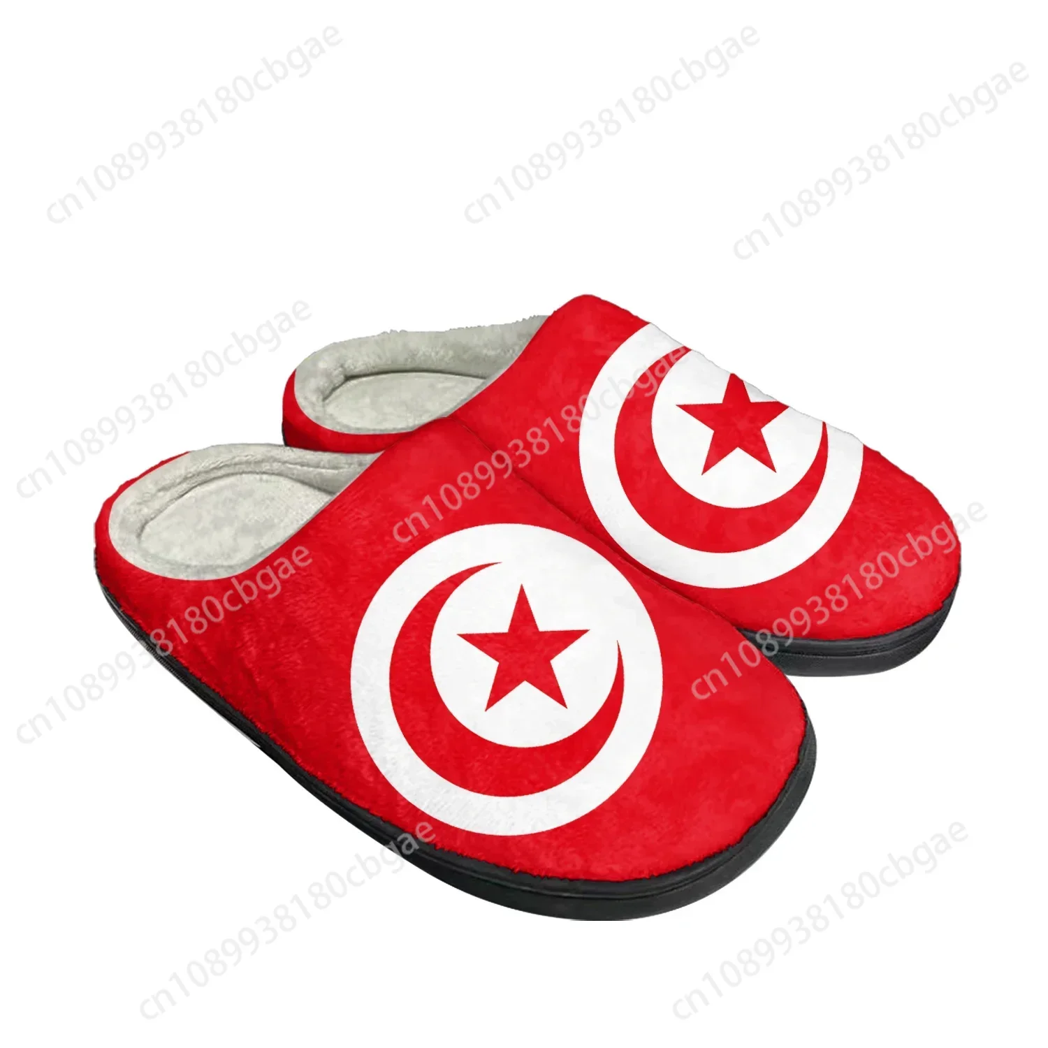 Tunisian Flag Home Cotton Custom Slippers Men Women Sandals Tunisia Plush Bedroom Fashion Casual Keep Warm Shoes Thermal Slipper