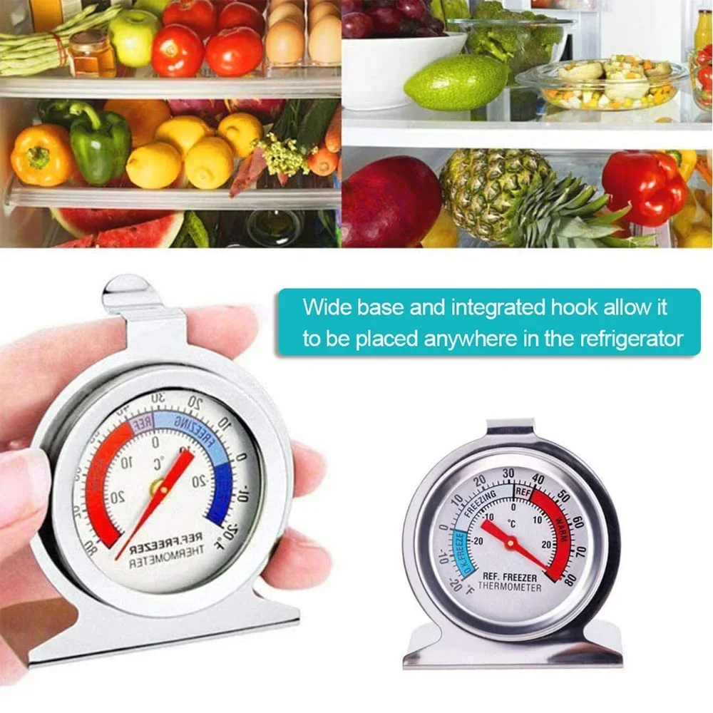 2 Pack Refrigerator Thermometer -20-80°F Classic Fridge Thermometer Large Dial with Red Indicator Thermometer for Freezer Cooler