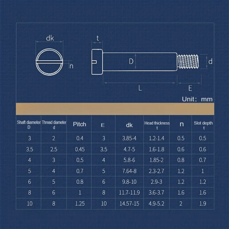 M1.6 M2 M2.5 M3 M4 M5 304  Stainless Steel Slotted One-word Slot Positioning Shoulder Step Screws Bearing Bolt Length 2~40mm