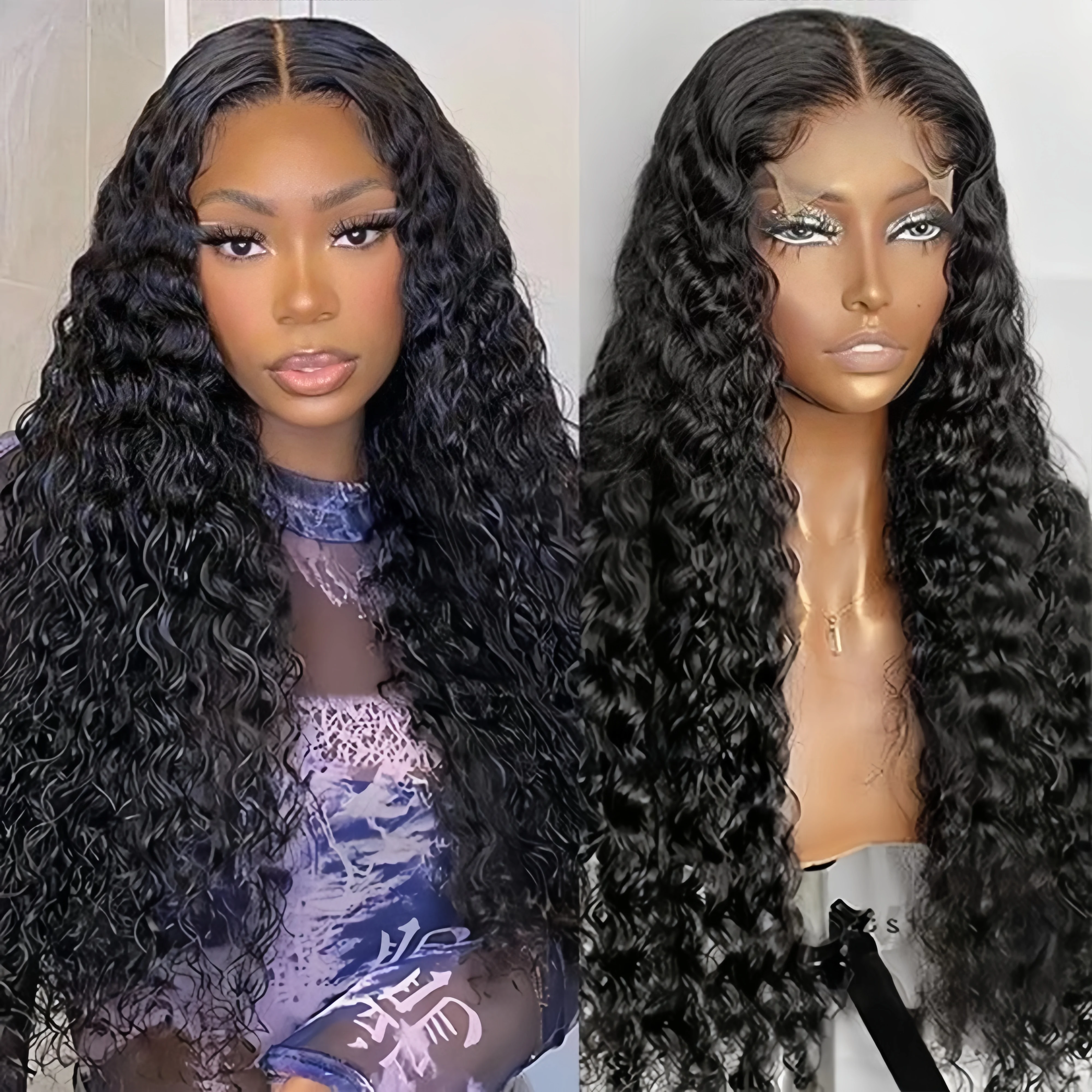 

Transparent Lace 200 Density Deep Wave Culry Lace Frontal Wig Human Hair 30 40Inch Deep Wave 13x4 13x6 Hd Lace Wig For Women