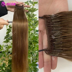 0.8 G/Pcs Lisci Corea Popolare Stringa di Cotone Gemelli Punta Estensioni Dei Capelli Brasiliani di Remy Dei Capelli Della Cheratina I-Tip Dei Capelli Umani Per La Donna
