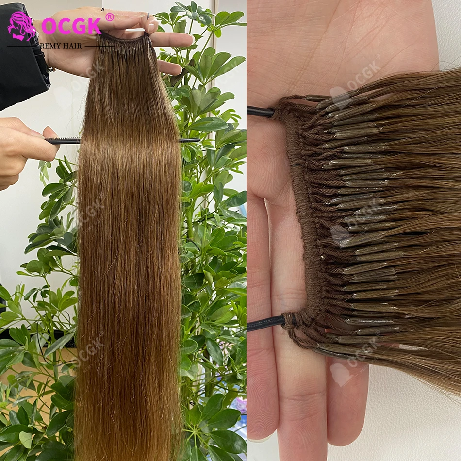 0.8G/Pcs Straight Korea Popular Cotton String Twins Tip Hair Extensions Brazilian Remy Hair Keratin I-Tip Human Hair For Woman
